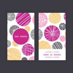 Vector abstract textured bubbles vertical round frame pattern business cards N3