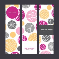 Vector abstract textured bubbles vertical banners set pattern background