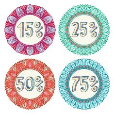 Set of four colorful sale icons