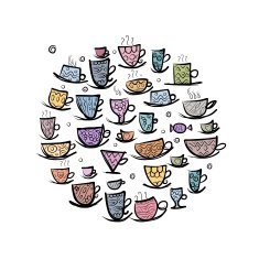 Frame with ornate mugs Sketch for your design