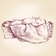 Baby Jesus in the manger hand drawn vector llustration realistic N2