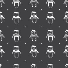 Vector hand drawn doodle characters in suits seamless pattern