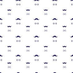 Vector hand drawn seamless pattern in doodle style mustache and N2