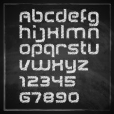 vector set of chalk sketched characters on blackboard background artistic