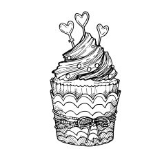 Hand drawn vector illustration - Sweet cupcake with love
