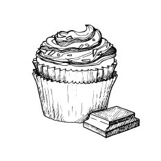 Hand drawn vector illustration - Sweet cupcake with cream N2
