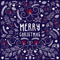 Merry Christmas Card with holiday drawing elements - Illustration