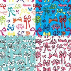 Colored gift bow seamless pattern Holiday doodle