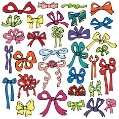 Colored gift bow set Holiday doodle
