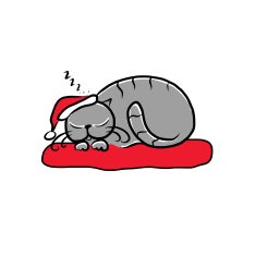 Santa cat sleeping sketch for your design N2