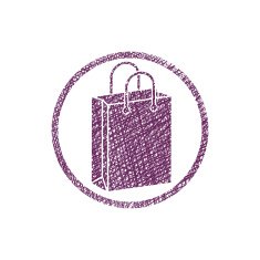 Shopping bag vector icon with hand drawn lines texture