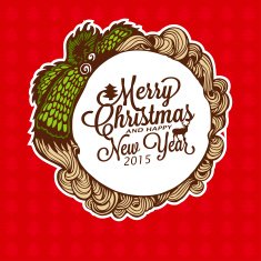 Christmas doodle wreath with gifts Vector Illustration