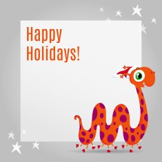 Christmas background with cute orange monster and space for text