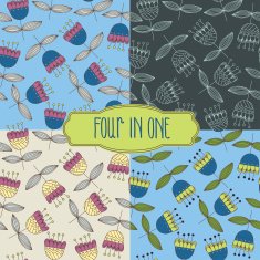 Seamless floral pattern Four different variants of color in one N2