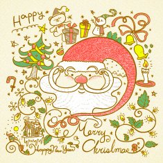retro style Merry Christmas doodles