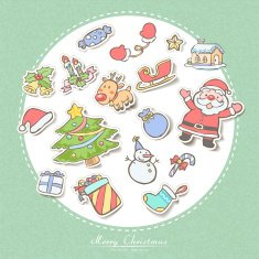 hand drawn Christmas decorating elements set