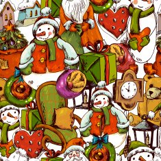 Hand-drawn Christmas Seamless Background