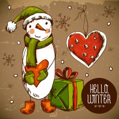Christmas Greeting Card with snowman
