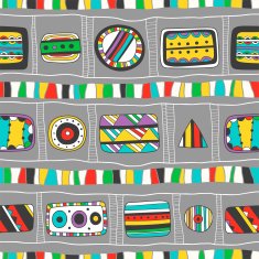 Seamless bright pattern of abstract elements