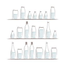 Set of bottles sketch on shelves for your design