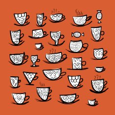 Set of ornate mugs Sketch for your design