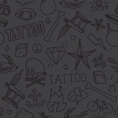 Doodle tattoo seamless vector background