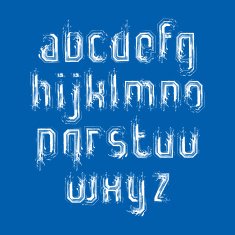 Vector alphabet letters set hand-drawn white script brushed