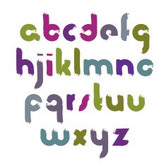 Vector alphabet letters set hand-drawn colorful script bright