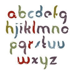 Vector bright font handwritten watercolor lowercase letters N2