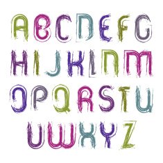 Vector hand-painted multicolored capital letters isolated N2