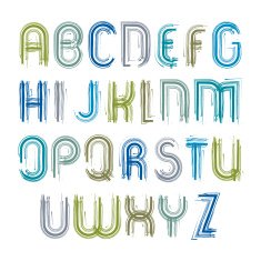 Vector striped acrylic font handwritten watercolor capitals