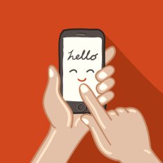 hands are holding and pointing on Smart Phone