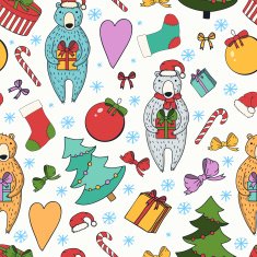 Merry Christmas and Happy New Year colorful seamless background N4