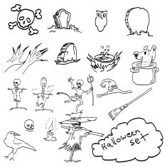 hand drawn of Halloween doodles