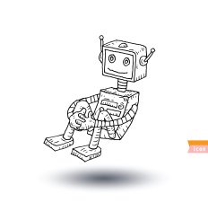 Robot cartoon vector illustration N5