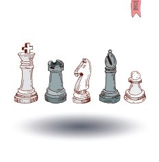 chessboard game hand drawn vector illustration