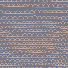 Blue pattern with brown stripes and half-circles