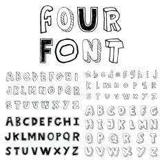 Set of four sketch font Hand drawn Vector N2