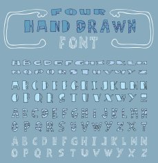 Set of four sketch font Hand drawn Vector N3
