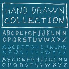 Set of three sketch font Hand drawn Vector