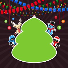 Green frame with Christmas characters