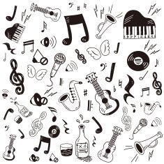 Hand drawn music icon set