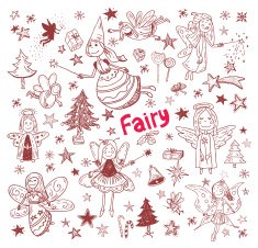 doodle of fairies and angels vector illustration