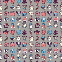seamless pattern with christmas sketch drawing