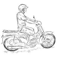 Vector Sketch Man on a Motorbike