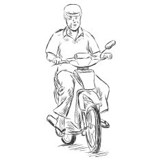 Vector Sketch Man on a Motorbike N2