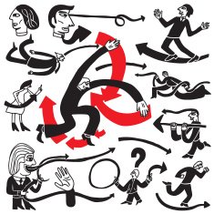 business people and arrows doodles