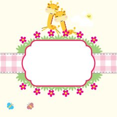Cute yellow giraffe with a flower