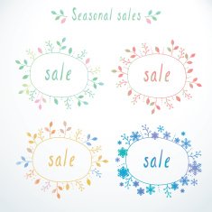 Set of cute doodle sale banners Vector illustration