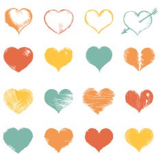 Vector Set of Sketch Hearts N2